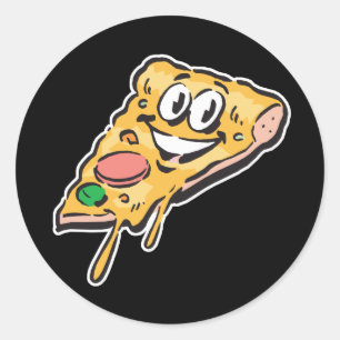 gelukkig gezicht pizzapunt ronde sticker