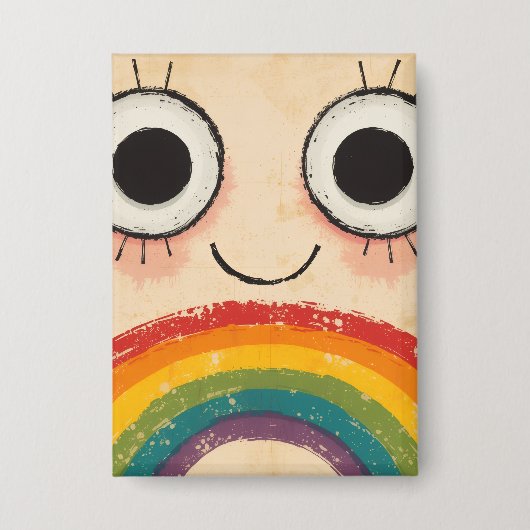 GELUKKIG GEZICHT REGENBOOG BUTTON (Voorkant)