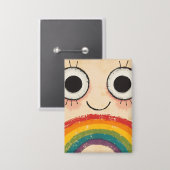 GELUKKIG GEZICHT REGENBOOG BUTTON (Voorkant / Achterkant)