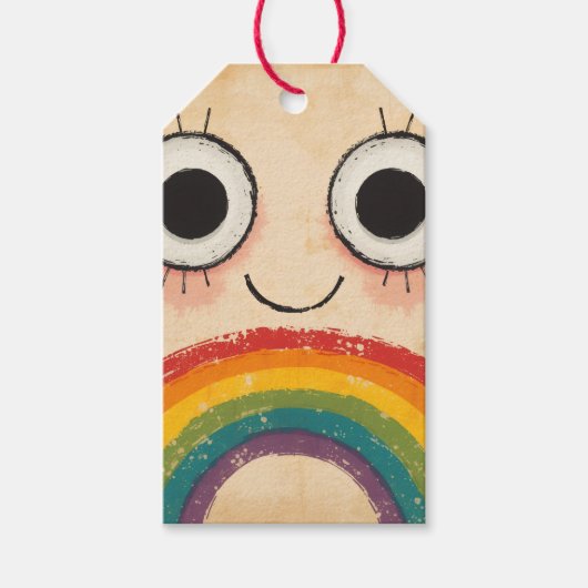 GELUKKIG GEZICHT REGENBOOG CADEAULABEL (Voorkant)