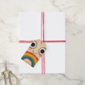 GELUKKIG GEZICHT REGENBOOG CADEAULABEL (Met Touw)