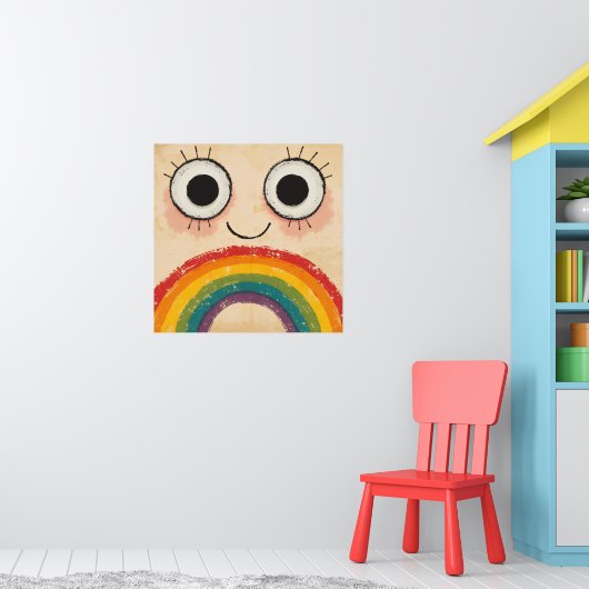 GELUKKIG GEZICHT REGENBOOG POSTER (Kinderkamer 1)