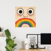 GELUKKIG GEZICHT REGENBOOG POSTER (Thuiskantoor)