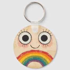 GELUKKIG GEZICHT REGENBOOG SLEUTELHANGER