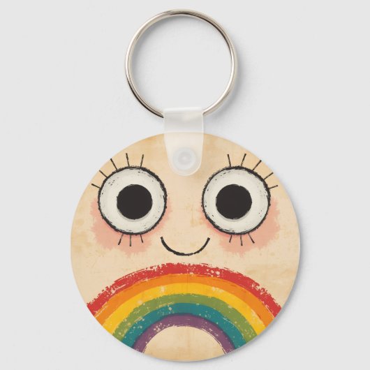 GELUKKIG GEZICHT REGENBOOG SLEUTELHANGER (Voorkant)