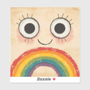 GELUKKIG GEZICHT REGENBOOG STICKER