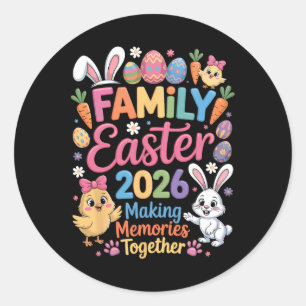 Gelukkig gezin Pasen 2026 Herinneringen maken Koni Ronde Sticker