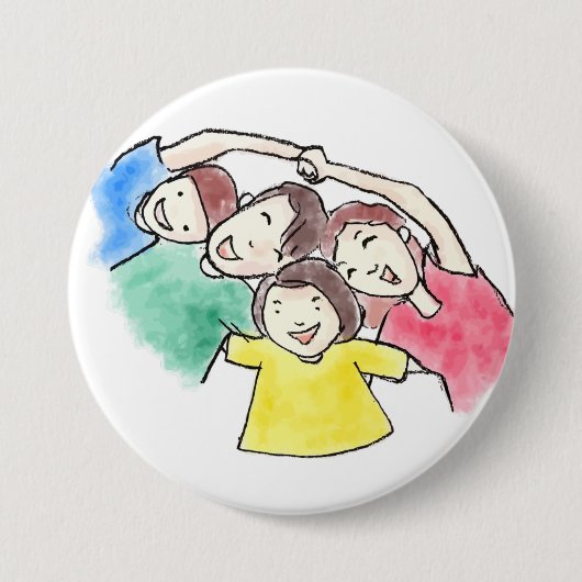 Gelukkig Gezin Ronde Button 7,6 Cm (Voorkant)