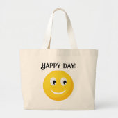Gelukkig glimlachend gezicht grote tote bag (Voorkant)
