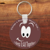 Gelukkig glimlachend gezicht houdt alles bij elkaa sleutelhanger (Voorkant)