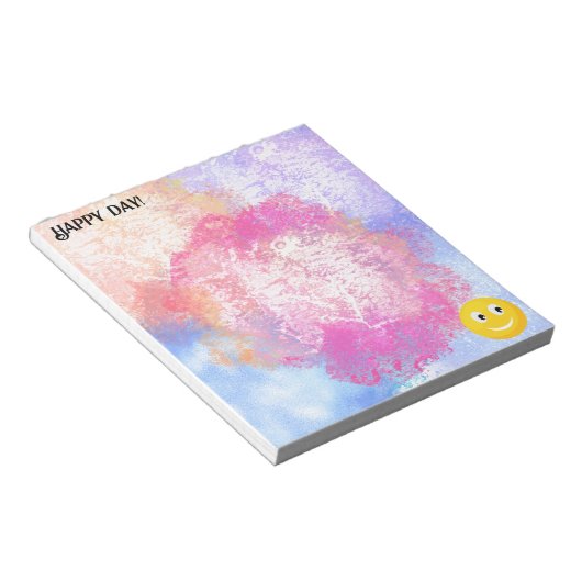 Gelukkig glimlachend gezicht notitieblok (Schuin)