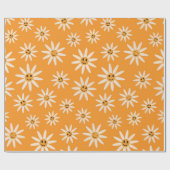 Gelukkig glimlachend retro-wit bloeschema cadeaupapier (Vlak)