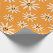 Gelukkig glimlachend retro-wit bloeschema cadeaupapier (Hoek)