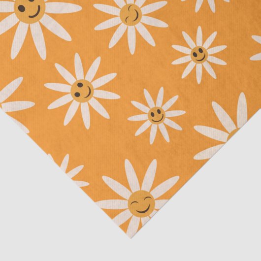 Gelukkig glimlachend retro-wit bloeschema tissuepapier (Detail)