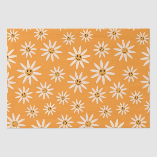 Gelukkig glimlachend retro-wit bloeschema tissuepapier (Voorkant)