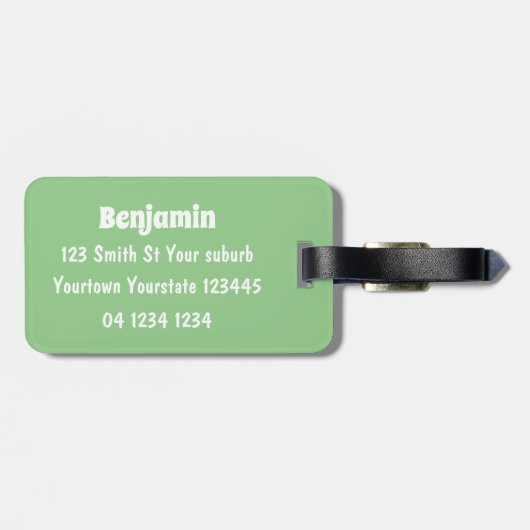 Gelukkig glimlachend schattig caka-cartoon ontwerp bagagelabel (Achterkant horizontaal)