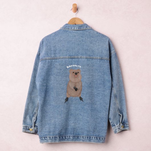 Gelukkig glimlachend schattig caka-cartoon ontwerp denim jacket (Hangar)