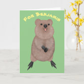 Gelukkig glimlachend schattig caka-cartoon ontwerp kaart (Gele Bloem)