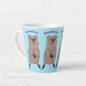 Gelukkig glimlachend schattig caka-cartoon ontwerp latte mok (Linkerhoek)