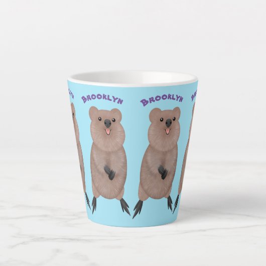 Gelukkig glimlachend schattig caka-cartoon ontwerp latte mok (Voorkant)