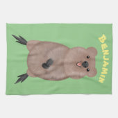 Gelukkig glimlachend schattig caka-cartoon ontwerp theedoek (Horizontaal)