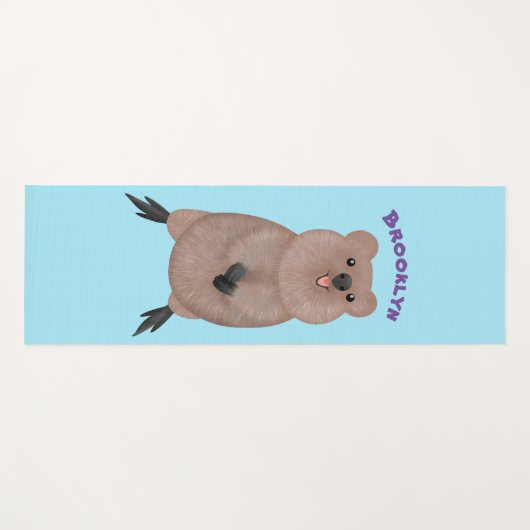 Gelukkig glimlachend schattig caka-cartoon ontwerp yogamat (Voorkant (horizontaal))