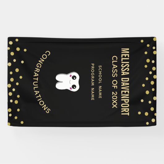 Gelukkig glimlachend tandheelkundig Afstuderen Spandoek (Horizontaal)