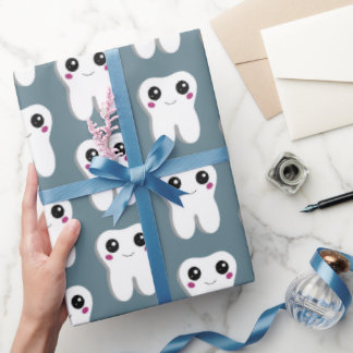 Gelukkig glimlachend tandheelkundig kaarsenpatroon cadeaupapier