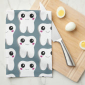 Gelukkig glimlachend tandheelkundig kaarsenpatroon theedoek (Quarter Fold)