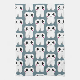 Gelukkig glimlachend tandheelkundig kaarsenpatroon theedoek