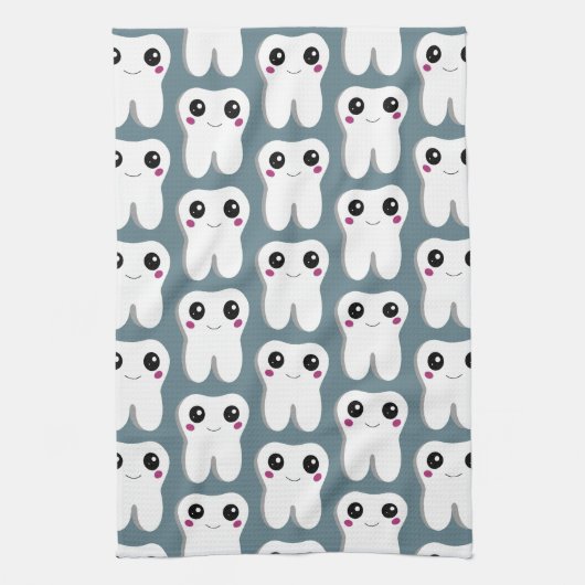 Gelukkig glimlachend tandheelkundig kaarsenpatroon theedoek (Verticaal)