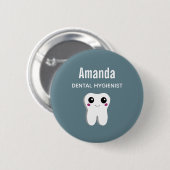 Gelukkig glimlachend tandheelkundig testwerk ronde button 5,7 cm (Voorkant /achterkant)