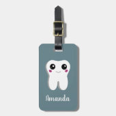 Gelukkig glimlachend tandtandheelkundig deeg bagagelabel (Voorkant verticaal)