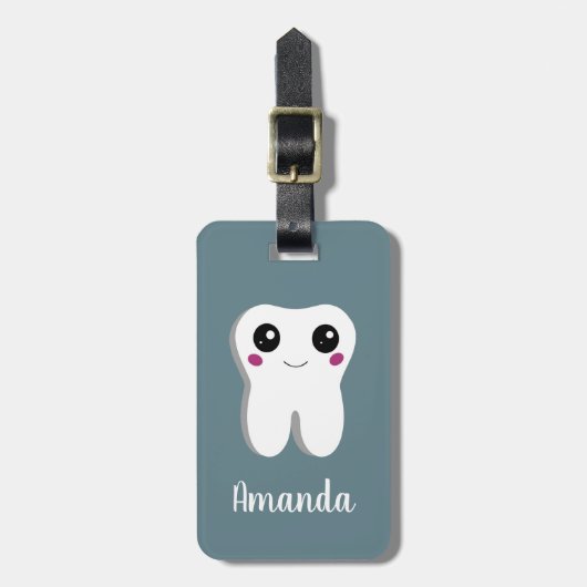 Gelukkig glimlachend tandtandheelkundig deeg bagagelabel (Voorkant verticaal)