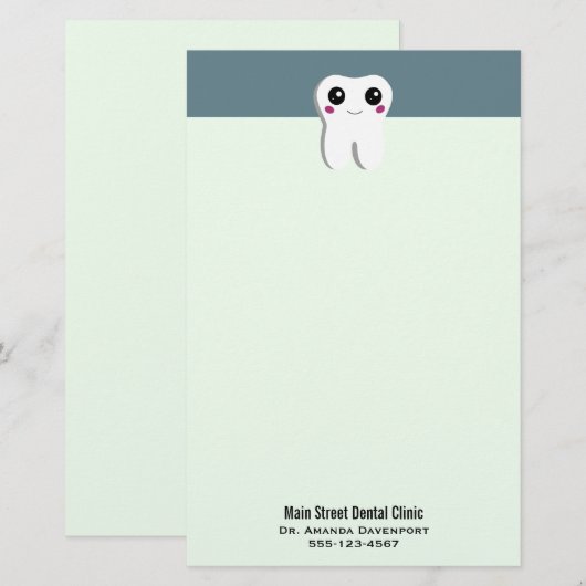 Gelukkig glimlachend tandtandheelkundig deeg briefpapier (Voorkant / Achterkant)