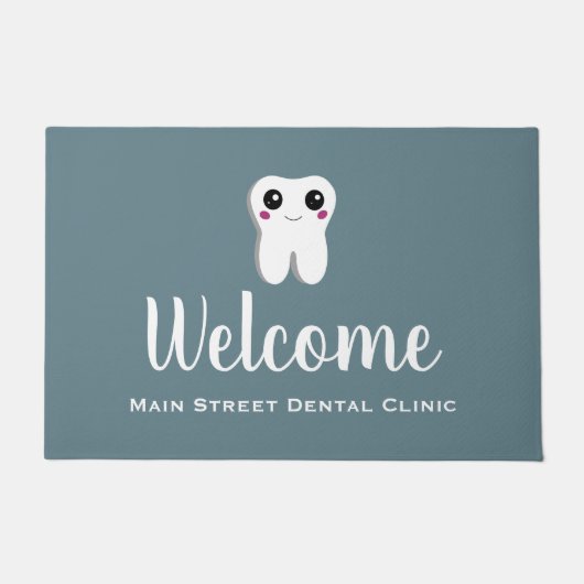 Gelukkig glimlachend tandtandheelkundig deeg deurmat (Voorkant)