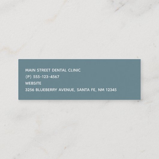 Gelukkig glimlachend tandtandheelkundig deeg mini visitekaartje (Achterkant)