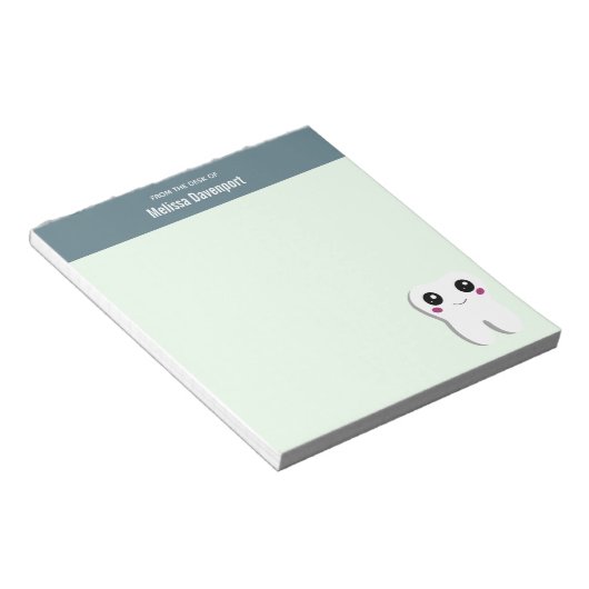 Gelukkig glimlachend tandtandheelkundig deeg notitieblok (Schuin)