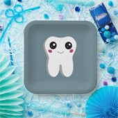 Gelukkig glimlachend tandtandheelkundig deeg papieren bordje (Feest)