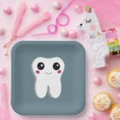 Gelukkig glimlachend tandtandheelkundig deeg papieren bordje (Feest)