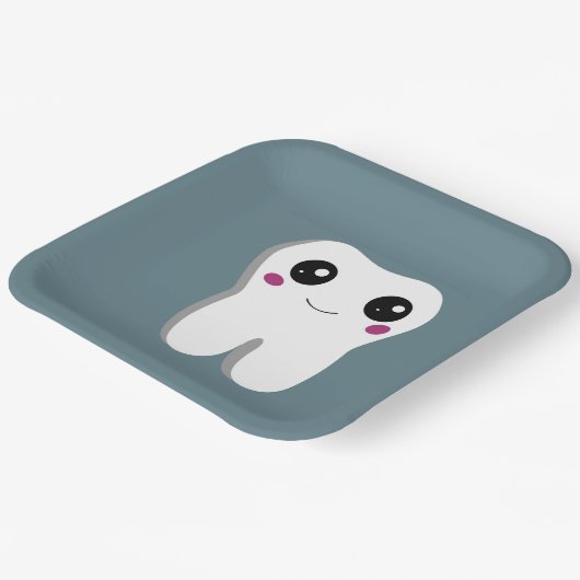 Gelukkig glimlachend tandtandheelkundig deeg papieren bordje (Gebogen)