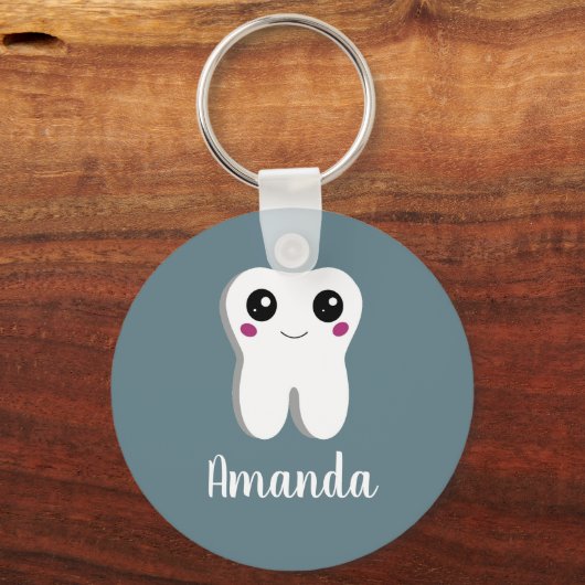 Gelukkig glimlachend tandtandheelkundig deeg sleutelhanger (Voorkant)