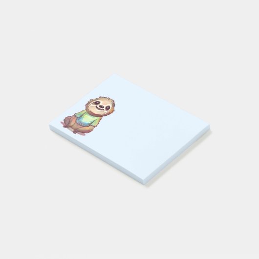 Gelukkig glimlachende luiaard ontspannen & chillen post-it® notes (Schuin)