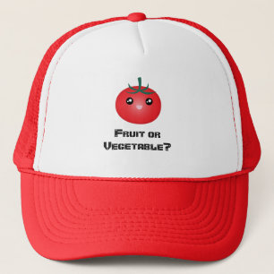Gelukkig glimlachende tomaat fruit groente kawaii trucker pet