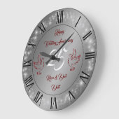 Gelukkig Glitterend Aanpasbaar Zilver 25-jarig Jub Grote Klok (Hoek)