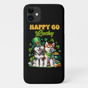 Gelukkig Go Lucky Schattige Husky St. Patricks Dag Case-Mate iPhone Case