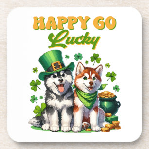 Gelukkig Goedgelovige Schattige Husky St. Patricks Bier Onderzetter