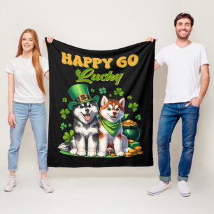 Gelukkig Goedgelovige Schattige Husky St. Patricks Fleece Deken