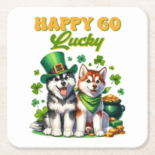 Gelukkig Goedgelovige Schattige Husky St. Patricks Kartonnen Onderzetters
