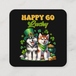 Gelukkig Goedgelovige Schattige Husky St. Patricks Vierkante Visitekaartje